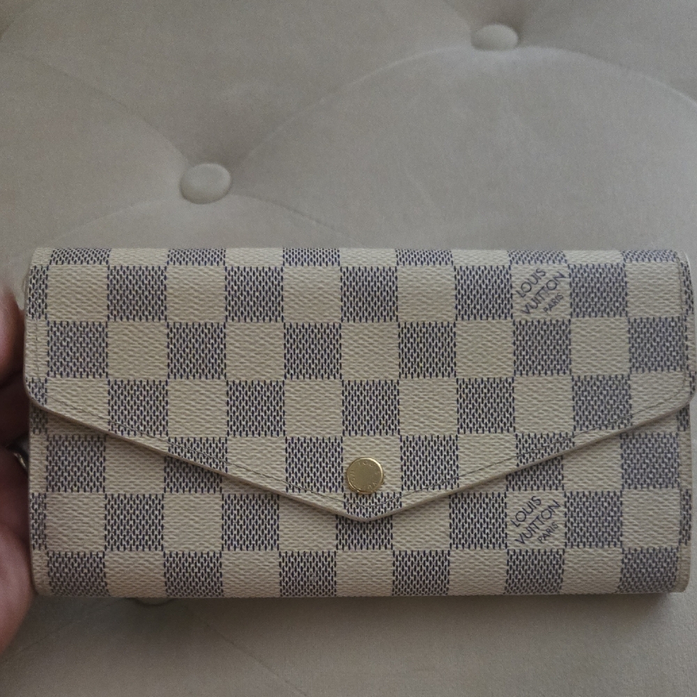 Louis Vuitton Cream and Gray Checkered Wallet
